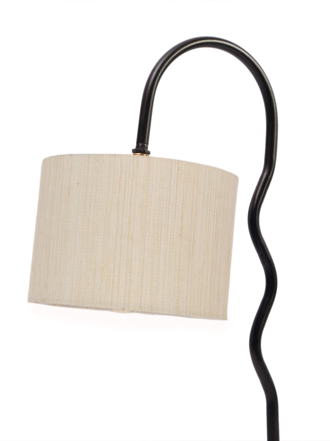 Cotton Zig Zag Curvy Table Lamp with Iron Base for Home/Office/Gifting - (Size : 13x7x18.9Inches, Colour : Off-White)(SP23)