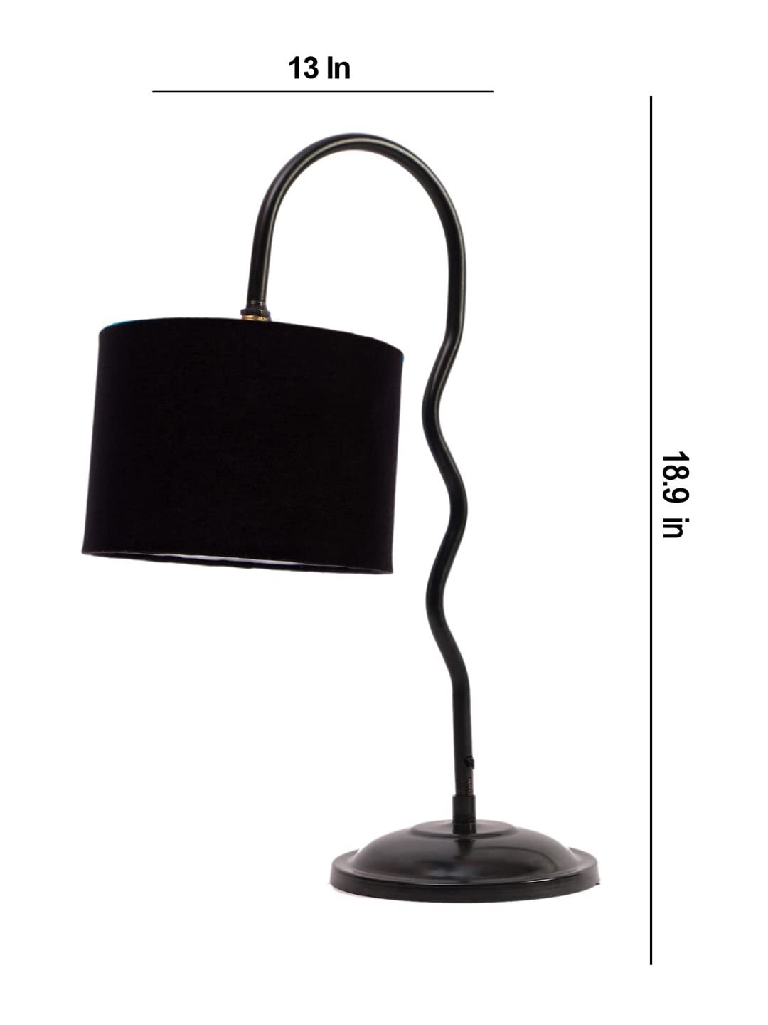 Cotton Zig Zag Curvy Table Lamp with Iron Base for Home/Office/Gifting - (Size : 13x7x18.9, Colour : Black) (SP24)