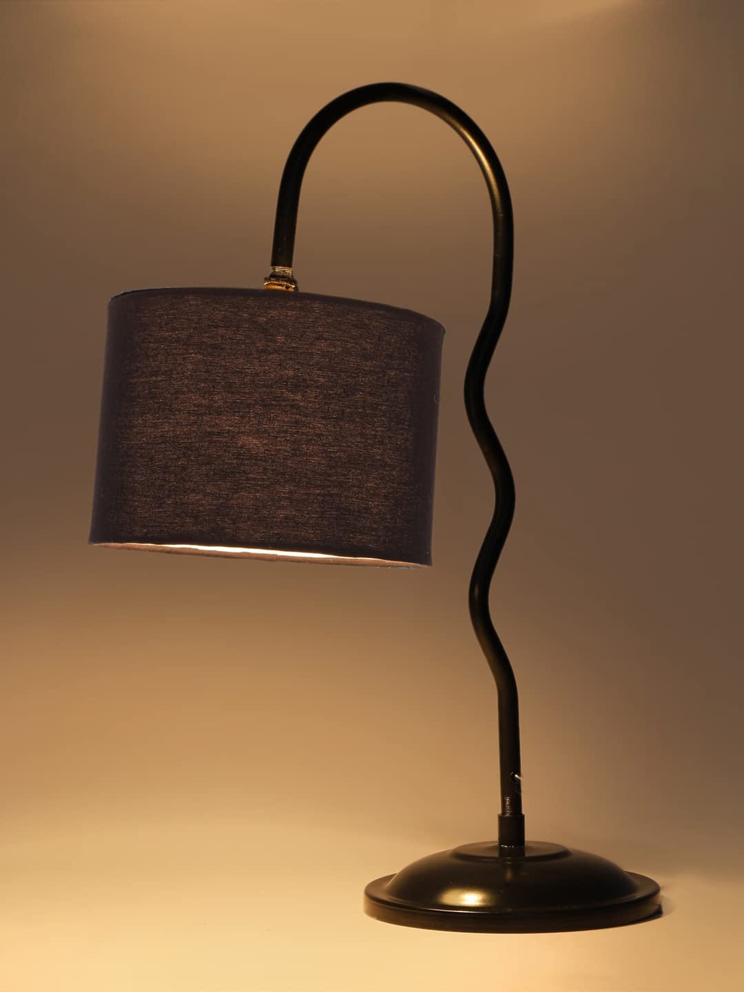 Cotton Zig Zag Curvy Table Lamp with Iron Base for Home/Office/Gifting - (Size : 13x7x18.9, Colour : Black) (SP24)