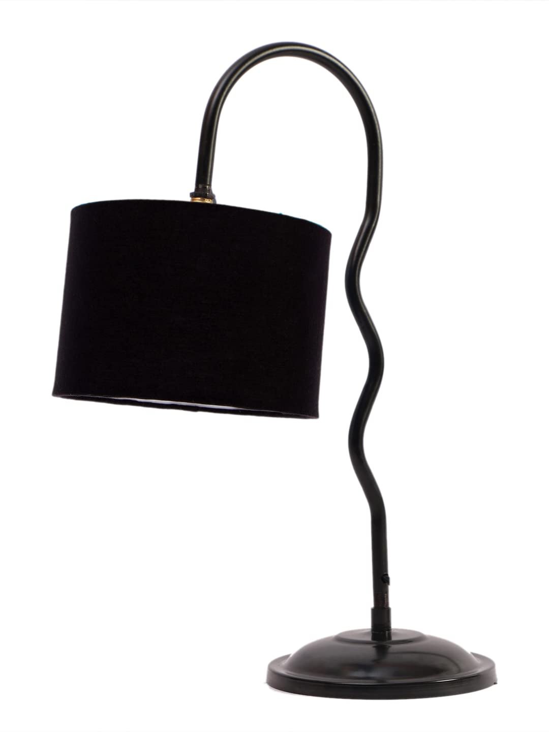 Cotton Zig Zag Curvy Table Lamp with Iron Base for Home/Office/Gifting - (Size : 13x7x18.9, Colour : Black) (SP24)