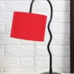 Cotton Zig Zag Curvy Table lamp with Iron Base for Home/Office/Gifting – (Size : 13x7x18.9, Colour : Red) (SP25)