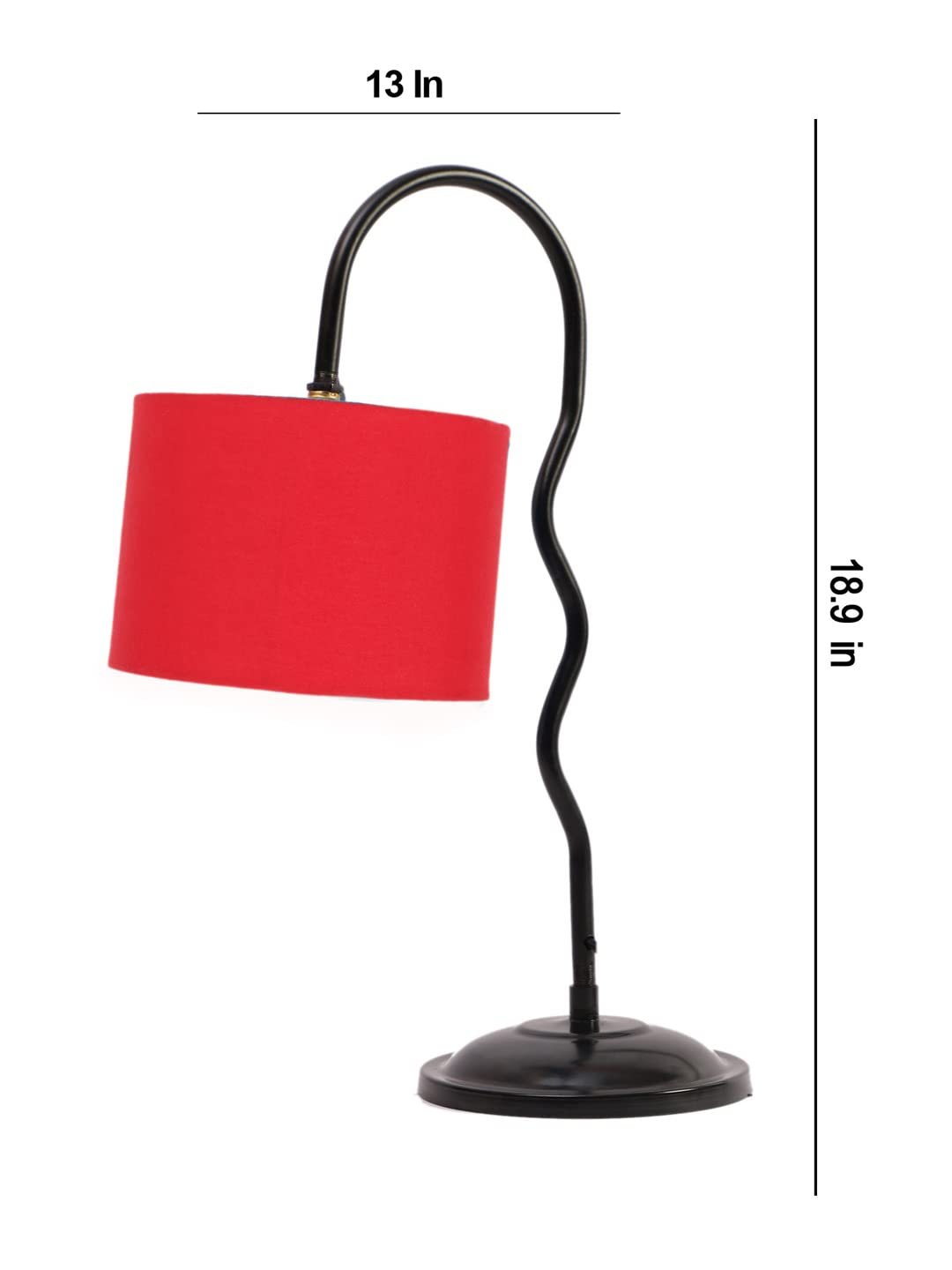 Cotton Zig Zag Curvy Table lamp with Iron Base for Home/Office/Gifting - (Size : 13x7x18.9, Colour : Red) (SP25)