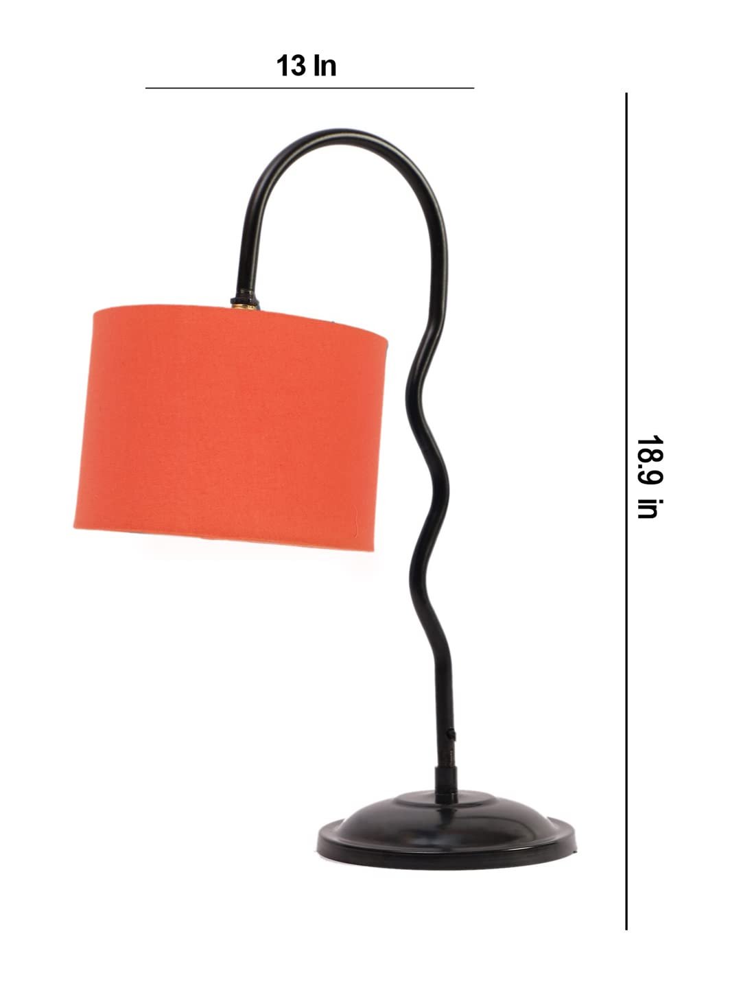 Cotton Zig Zag Curvy Lable Lamp with Iron Base for Home/Office/Gifting - (Size : 13x7x18.9Inches, Colour : Orange) (SP26)