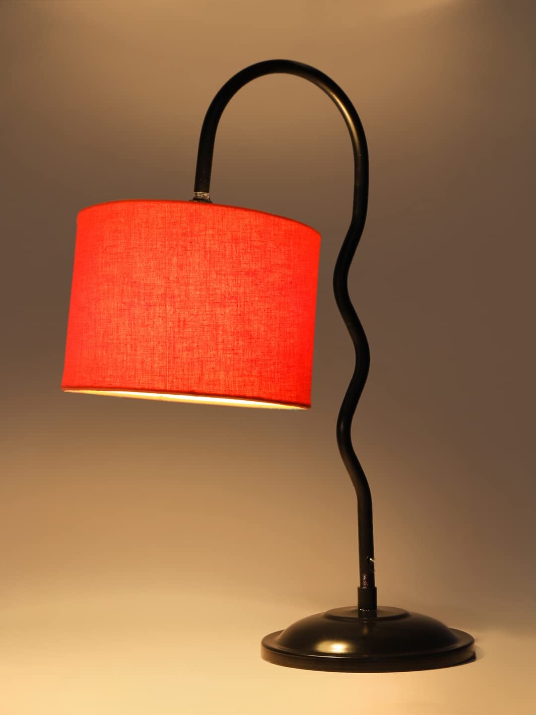 Cotton Zig Zag Curvy Lable Lamp with Iron Base for Home/Office/Gifting - (Size : 13x7x18.9Inches, Colour : Orange) (SP26)
