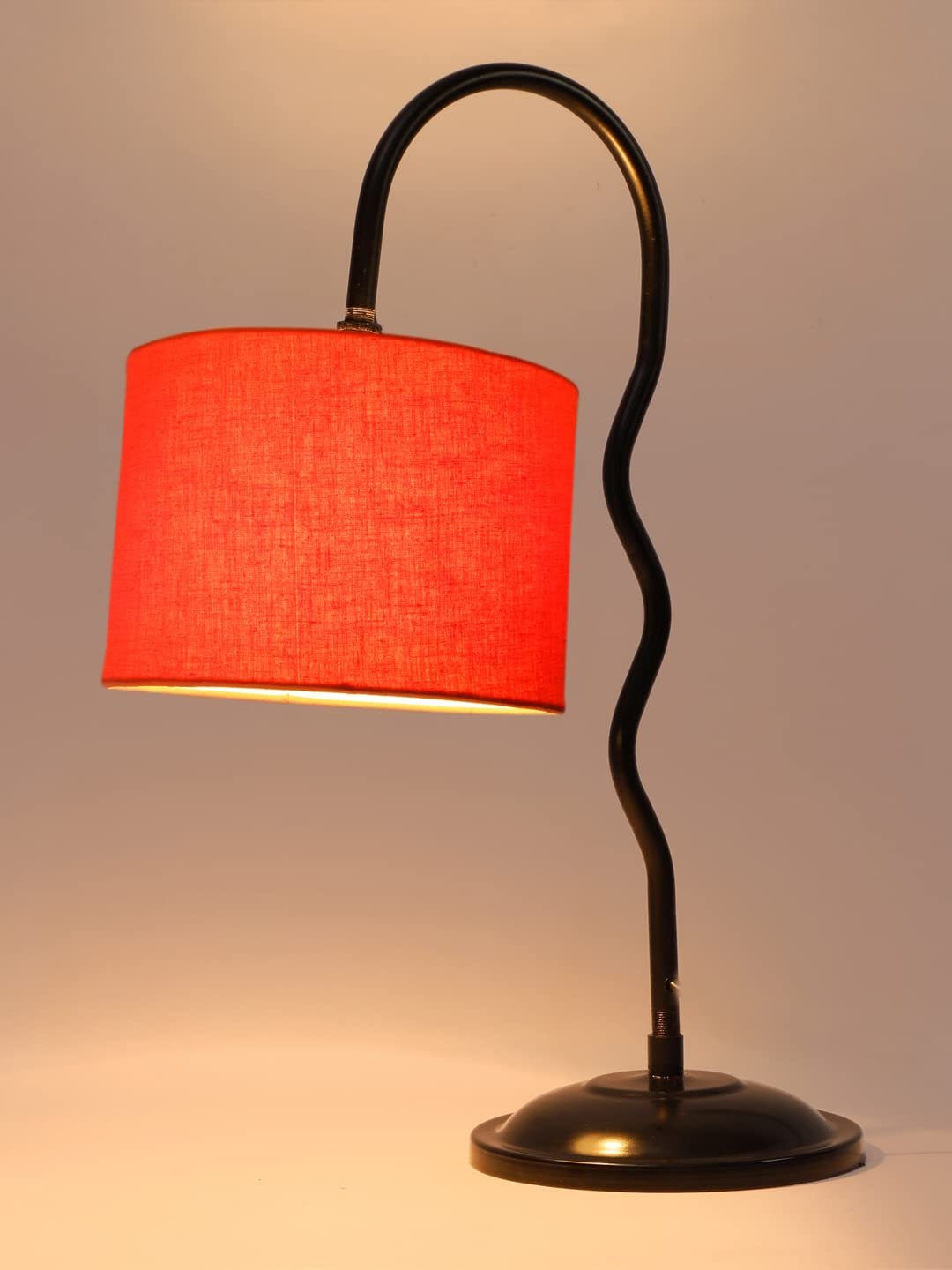 Cotton Zig Zag Curvy Lable Lamp with Iron Base for Home/Office/Gifting - (Size : 13x7x18.9Inches, Colour : Orange) (SP26)