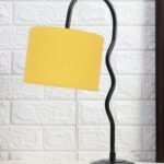 Cotton Zig Zag Curvy Table Lamp with Iron Base – (Size : 13x7x18.9Inches, Colour : Yellow) – (SP27)