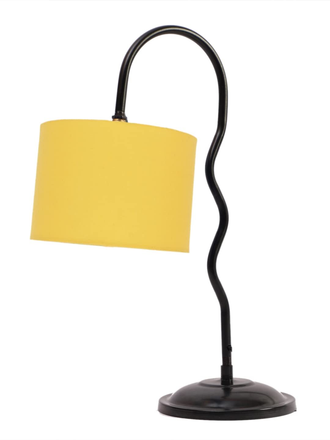 Cotton Zig Zag Curvy Table Lamp with Iron Base - (Size : 13x7x18.9Inches, Colour : Yellow) - (SP27)