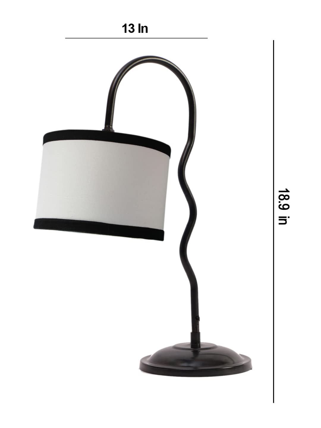 Cotton Zig Zag Curvy Table lamp with Iron Base for Home/Office/Gifting - (Size : 13x7x18.9Inches, Colour : Multi) (SP29)