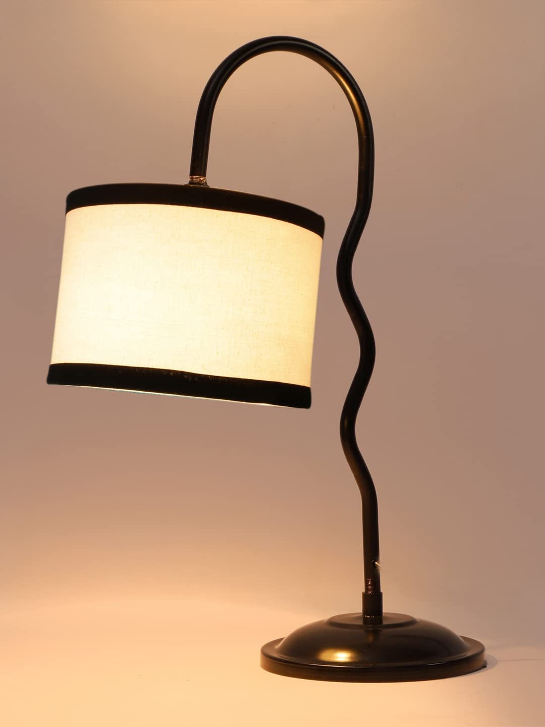 Cotton Zig Zag Curvy Table lamp with Iron Base for Home/Office/Gifting - (Size : 13x7x18.9Inches, Colour : Multi) (SP29)