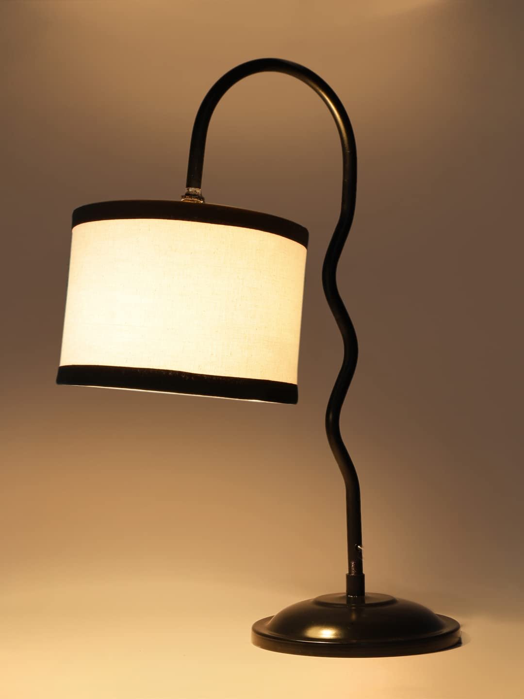 Cotton Zig Zag Curvy Table lamp with Iron Base for Home/Office/Gifting - (Size : 13x7x18.9Inches, Colour : Multi) (SP29)