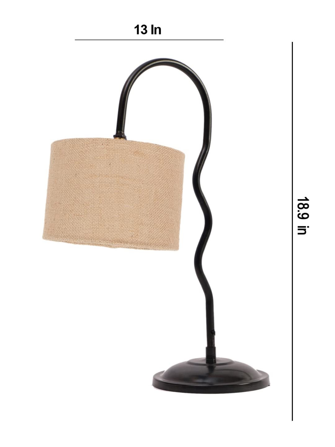 Beige Jute Zig Zag Curvy Table Lamp with Iron Base for Home/Office/Gifting - (Size : 13x7x18.9Inches) (SP30)