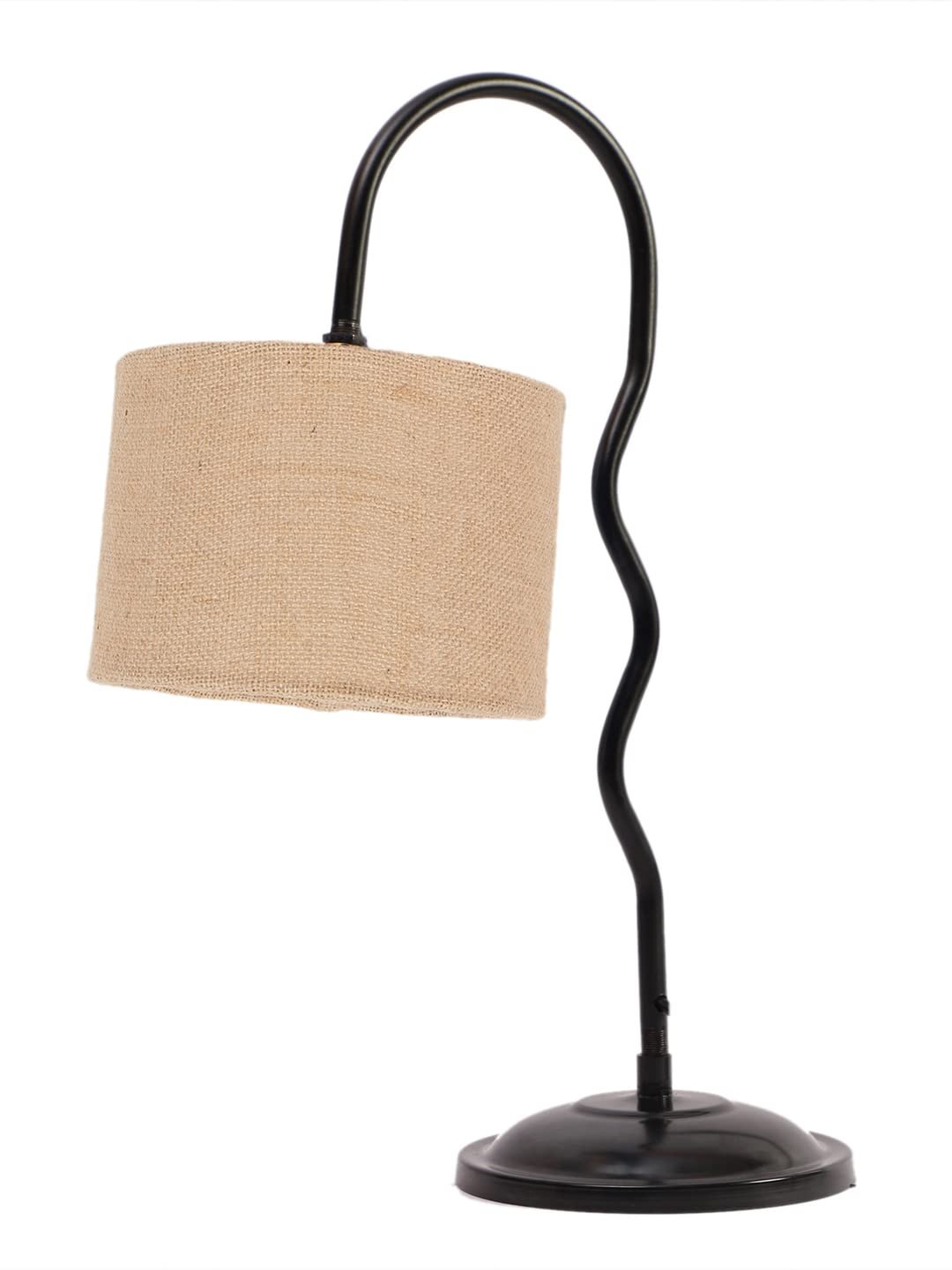 Beige Jute Zig Zag Curvy Table Lamp with Iron Base for Home/Office/Gifting - (Size : 13x7x18.9Inches) (SP30)