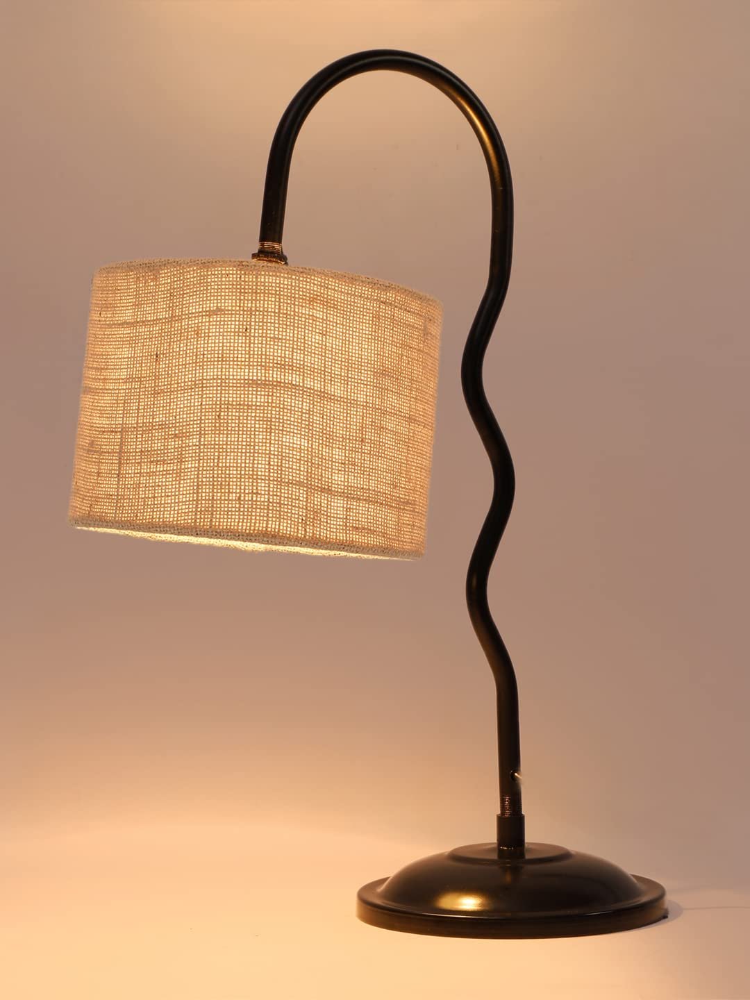 Beige Jute Zig Zag Curvy Table Lamp with Iron Base for Home/Office/Gifting - (Size : 13x7x18.9Inches) (SP30)