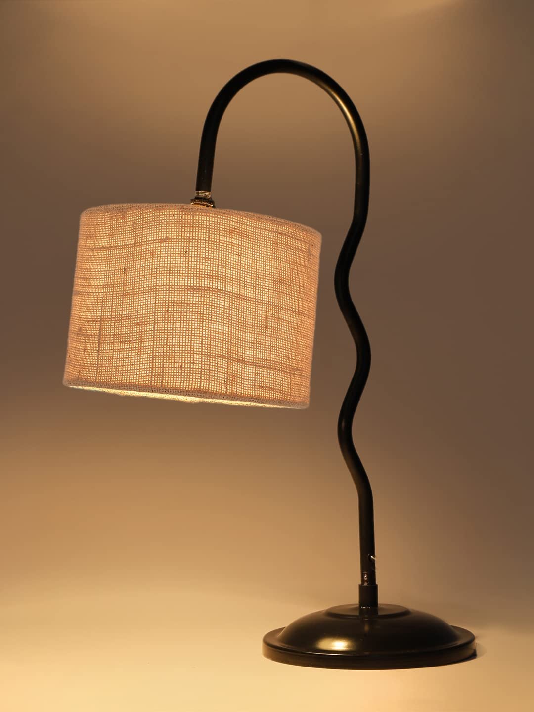 Beige Jute Zig Zag Curvy Table Lamp with Iron Base for Home/Office/Gifting - (Size : 13x7x18.9Inches) (SP30)