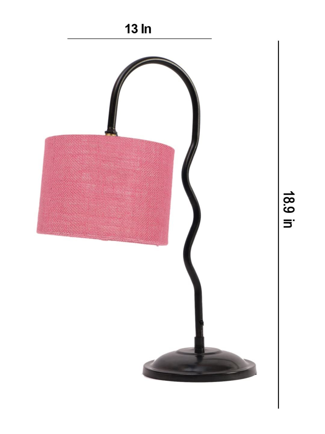 Jute Zig Zag Curvy Table Lamp with Iron Base for Home/Office/Gifting - (Size : 13x7x18.9, Colour : Pink) (SP32)