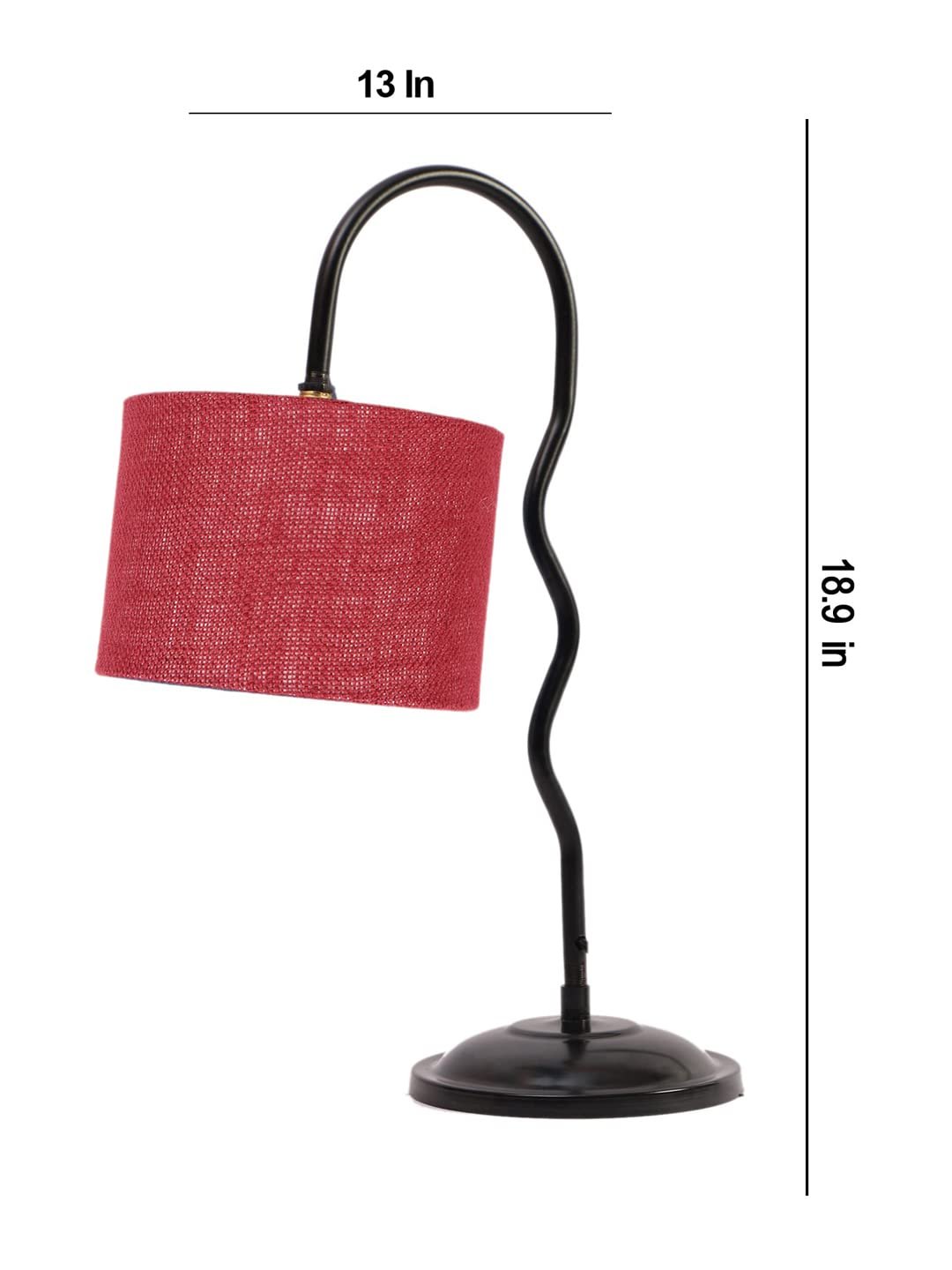 Jute Zig Zag Curvy Table Lamp with Iron Base for Home/Office/Gifting - (Size : 13x7x18.9Inches, Colour : Maroon) (SP33)