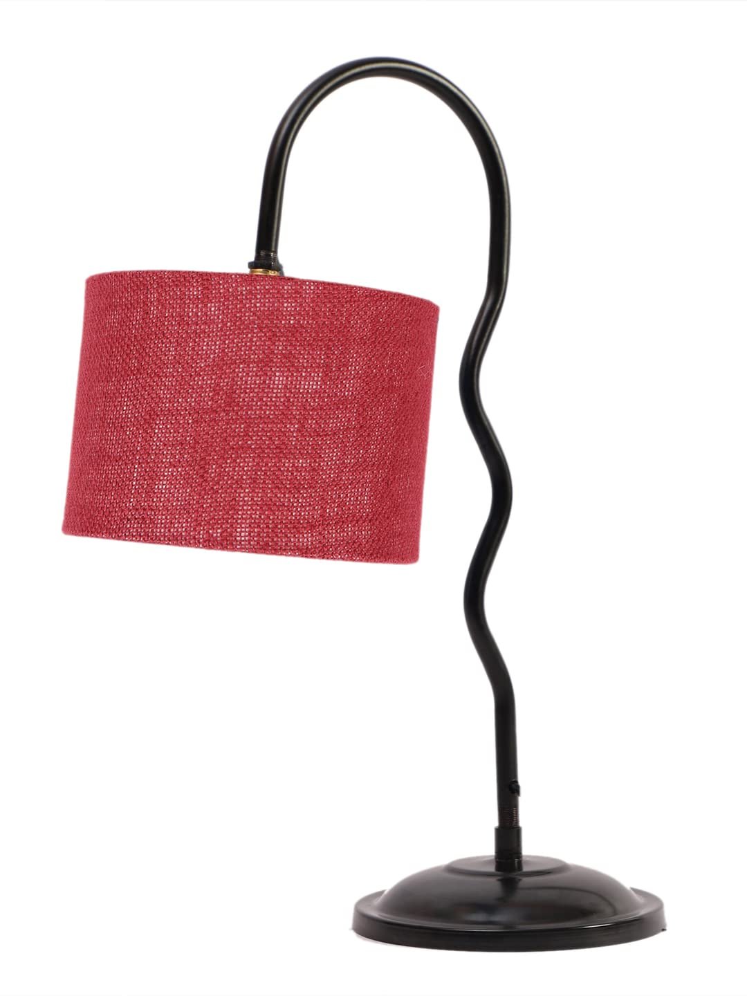 Jute Zig Zag Curvy Table Lamp with Iron Base for Home/Office/Gifting - (Size : 13x7x18.9Inches, Colour : Maroon) (SP33)