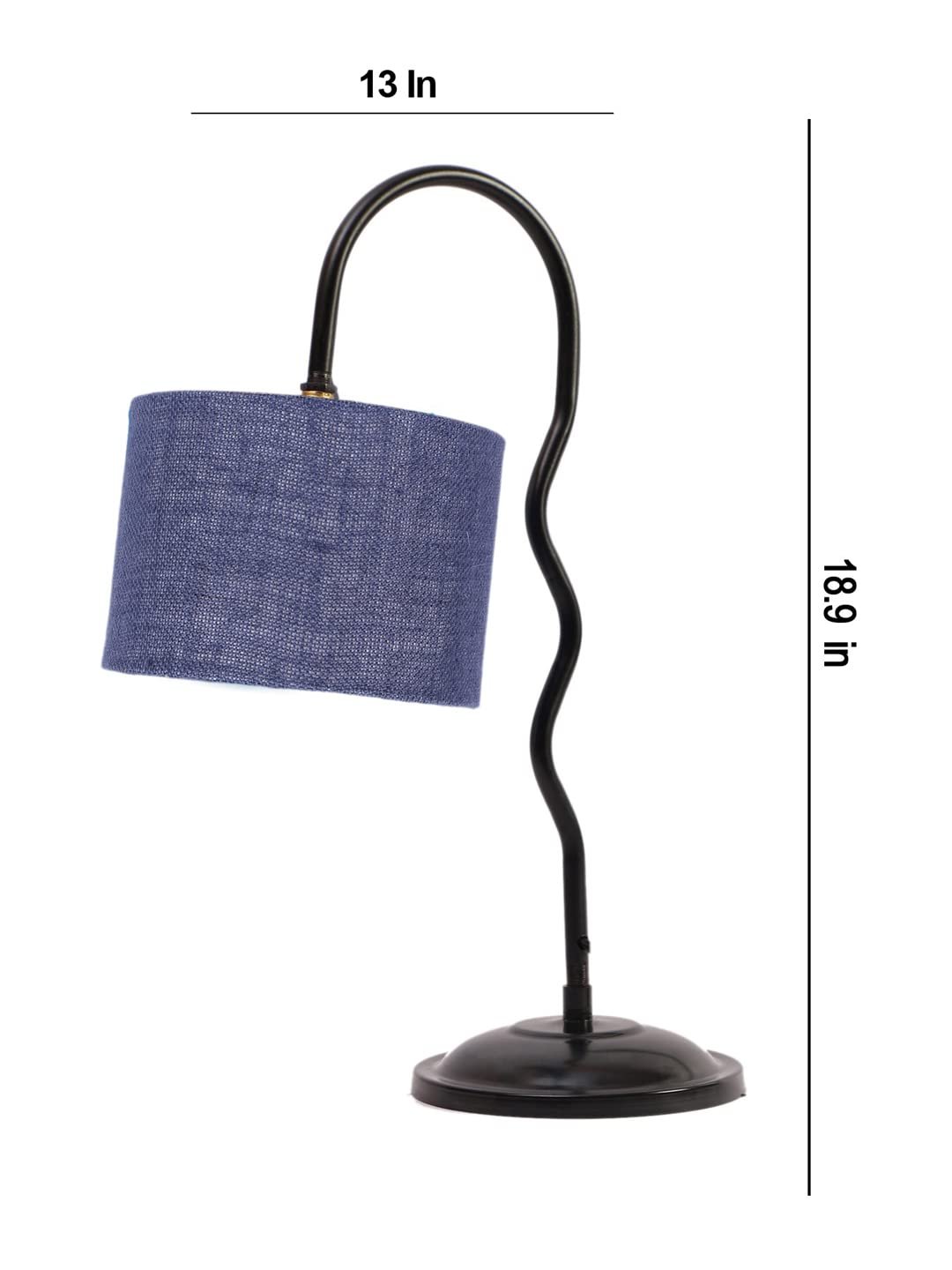 Jute Zig Zag Curvy Table Lamp with Iron Base for Home/Office/Gifting - (Size : 13x7x18.9, Colour : Blue) (SP34)