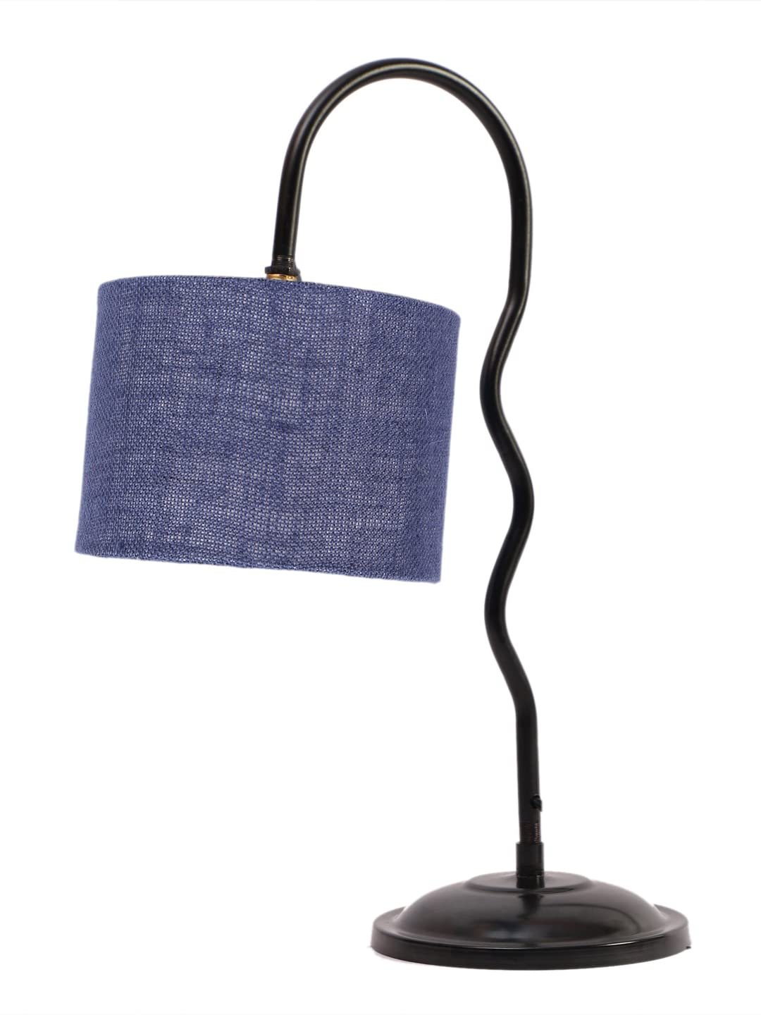Jute Zig Zag Curvy Table Lamp with Iron Base for Home/Office/Gifting - (Size : 13x7x18.9, Colour : Blue) (SP34)