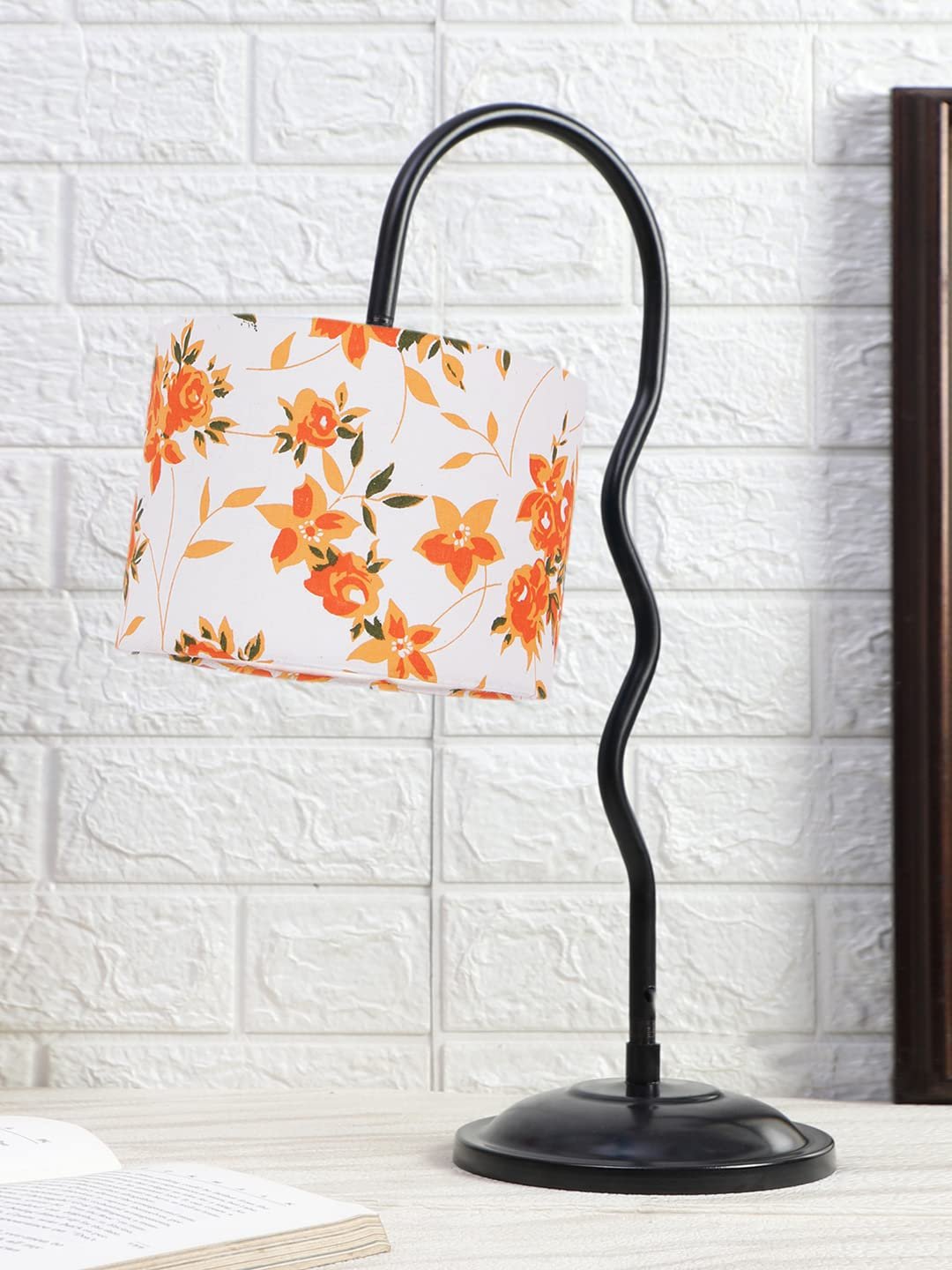 Cotton Zig Zag Curvy Table lamp with Iron Base for Home/Office/Gifting - (Size : 13x7x18.9, Colour : Multi) (SP36)