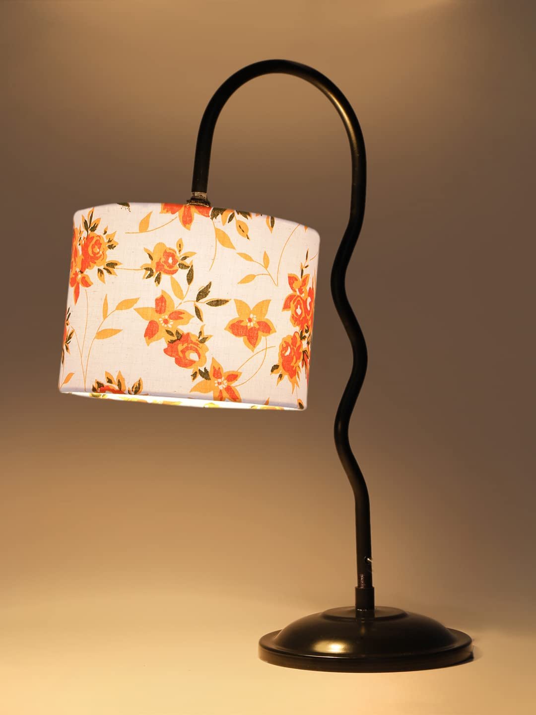 Cotton Zig Zag Curvy Table lamp with Iron Base for Home/Office/Gifting - (Size : 13x7x18.9, Colour : Multi) (SP36)