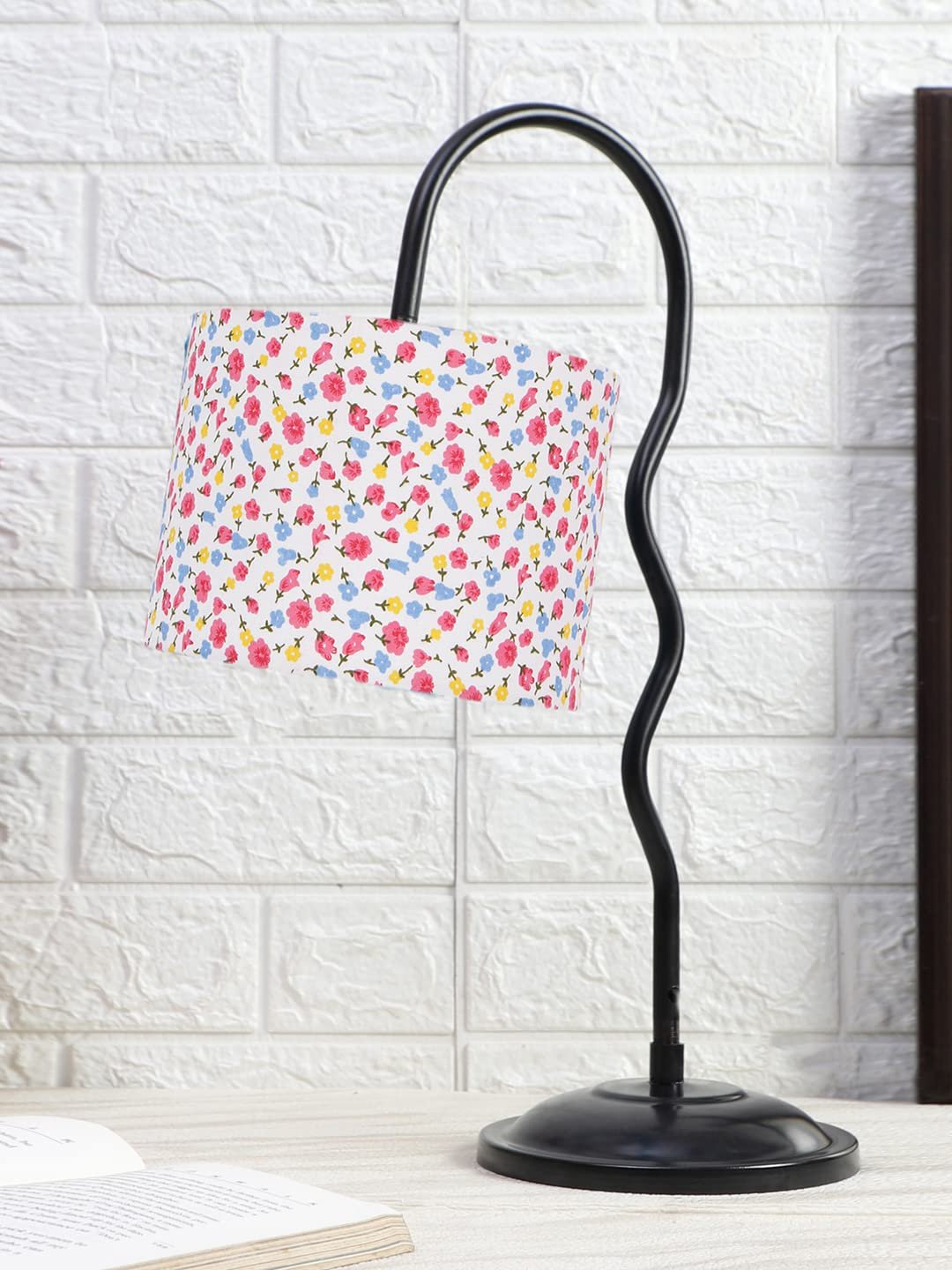 Cotton Zig Zag Curvy Table lamp with Iron Base for Home/Office/Gifting - (Size : 13x7x18.9Inches, Colour : Multi) (SP37)