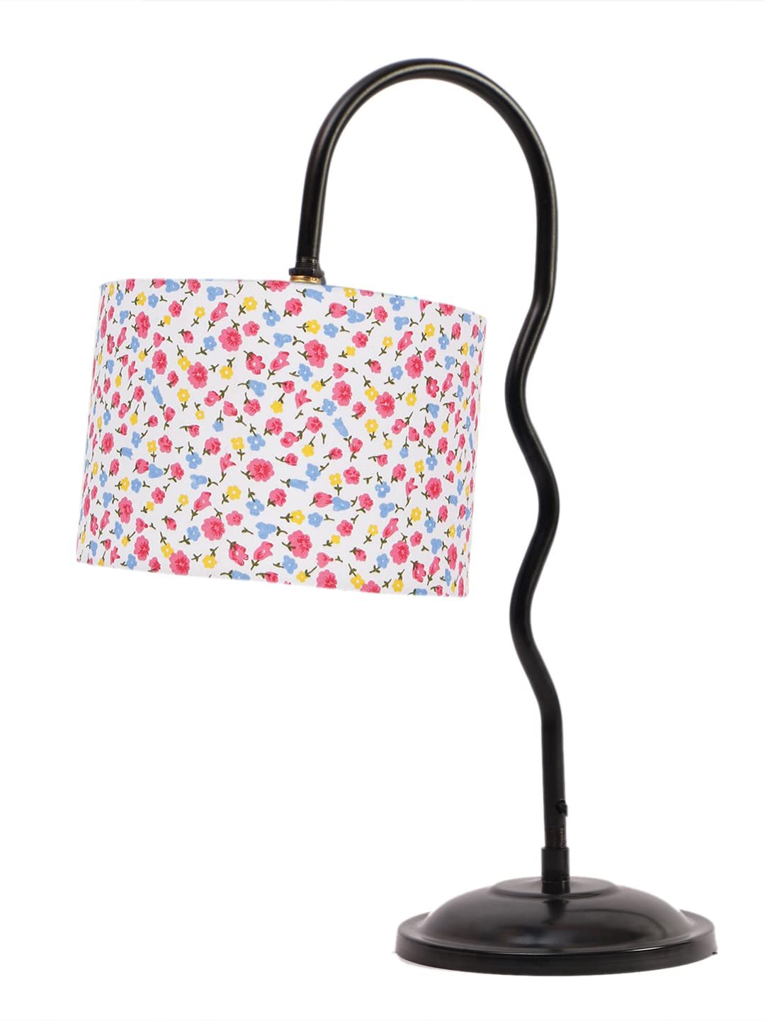 Cotton Zig Zag Curvy Table lamp with Iron Base for Home/Office/Gifting - (Size : 13x7x18.9Inches, Colour : Multi) (SP37)