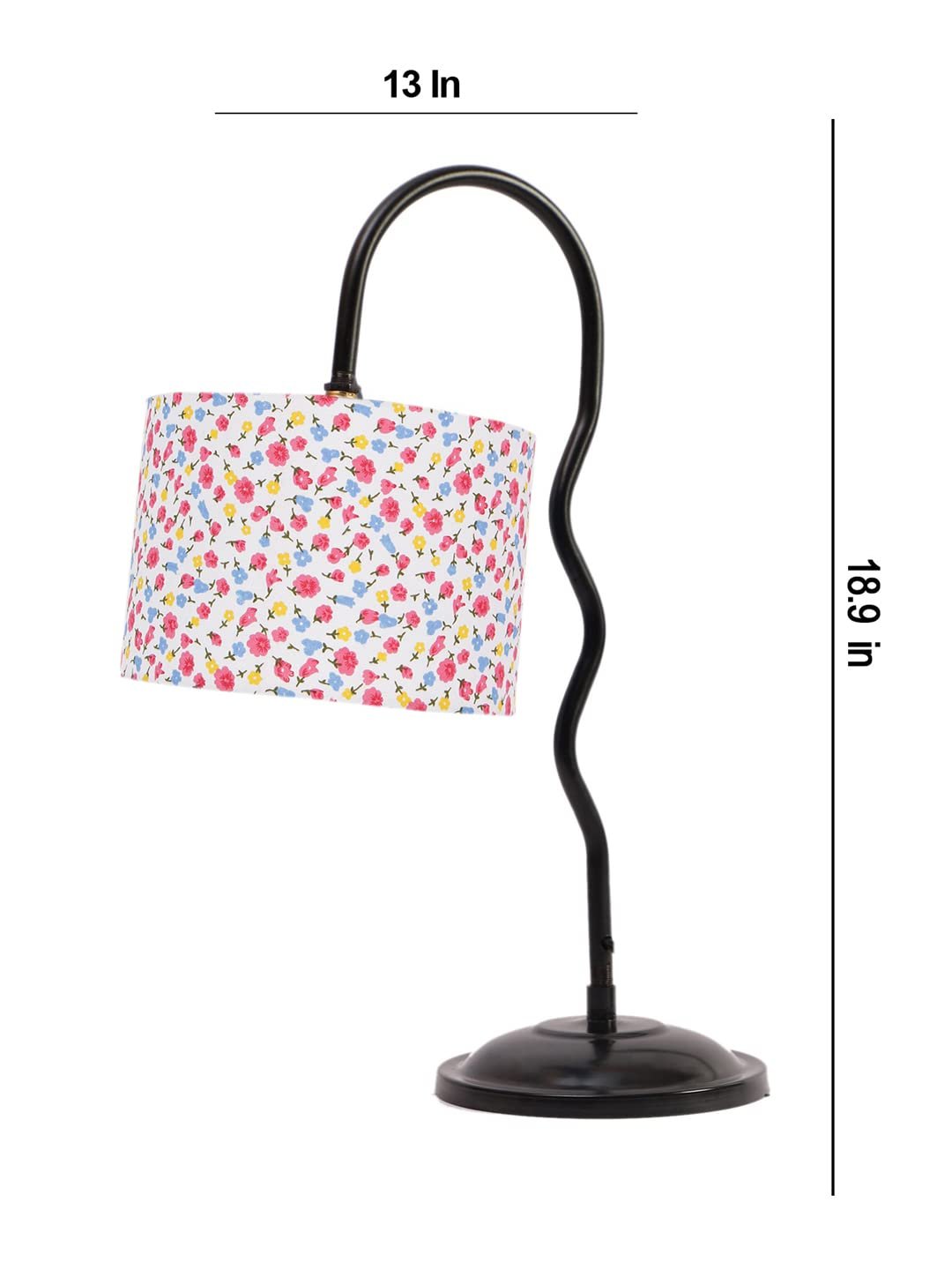 Cotton Zig Zag Curvy Table lamp with Iron Base for Home/Office/Gifting - (Size : 13x7x18.9Inches, Colour : Multi) (SP37)