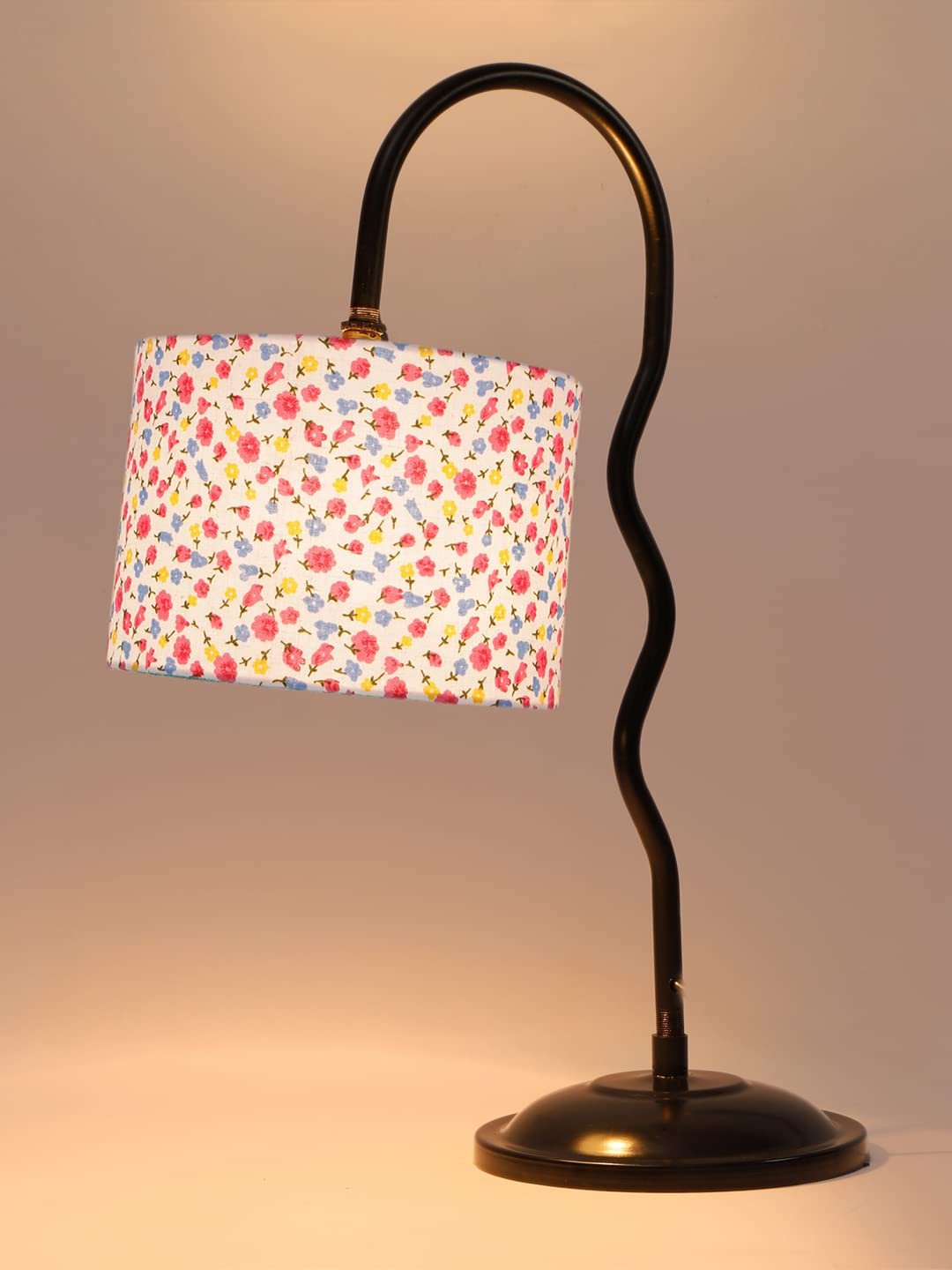 Cotton Zig Zag Curvy Table lamp with Iron Base for Home/Office/Gifting - (Size : 13x7x18.9Inches, Colour : Multi) (SP37)