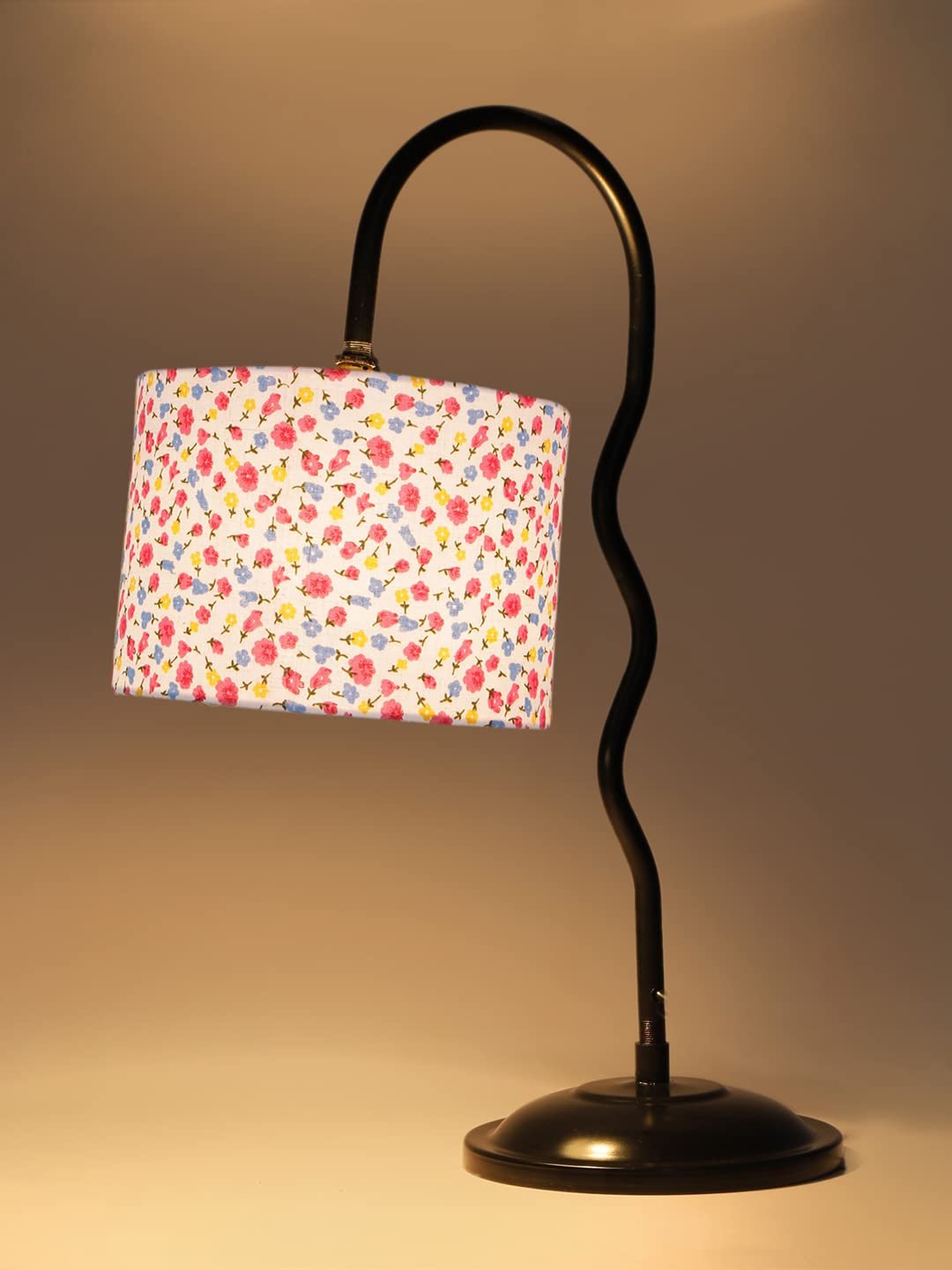 Cotton Zig Zag Curvy Table lamp with Iron Base for Home/Office/Gifting - (Size : 13x7x18.9Inches, Colour : Multi) (SP37)