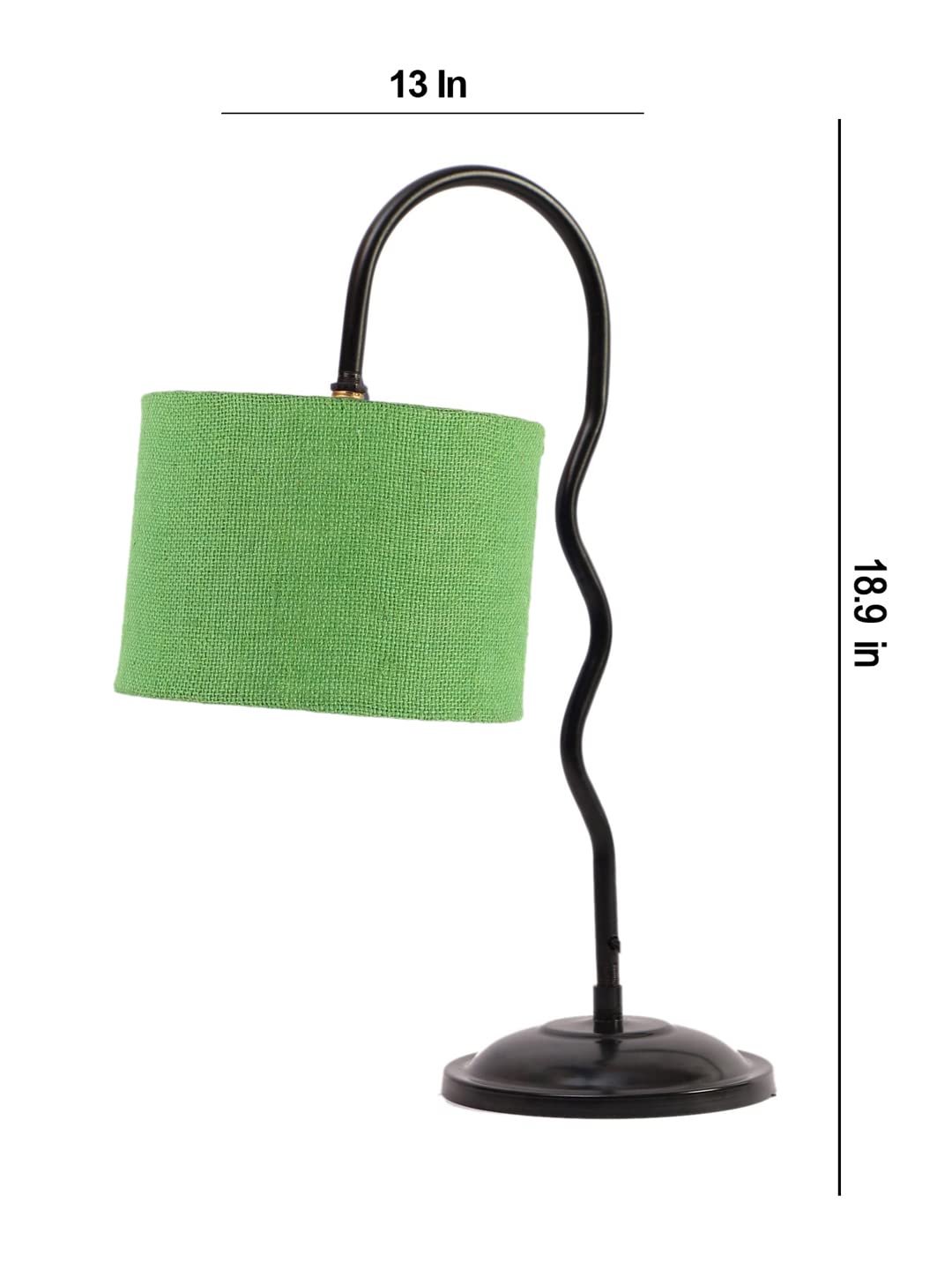 Jute Zig Zag Curvy Table Lamp with Iron Base for Home/Office/Gifting - (Size : 13x7x18.9Inches, Colour : Green) (SP38)
