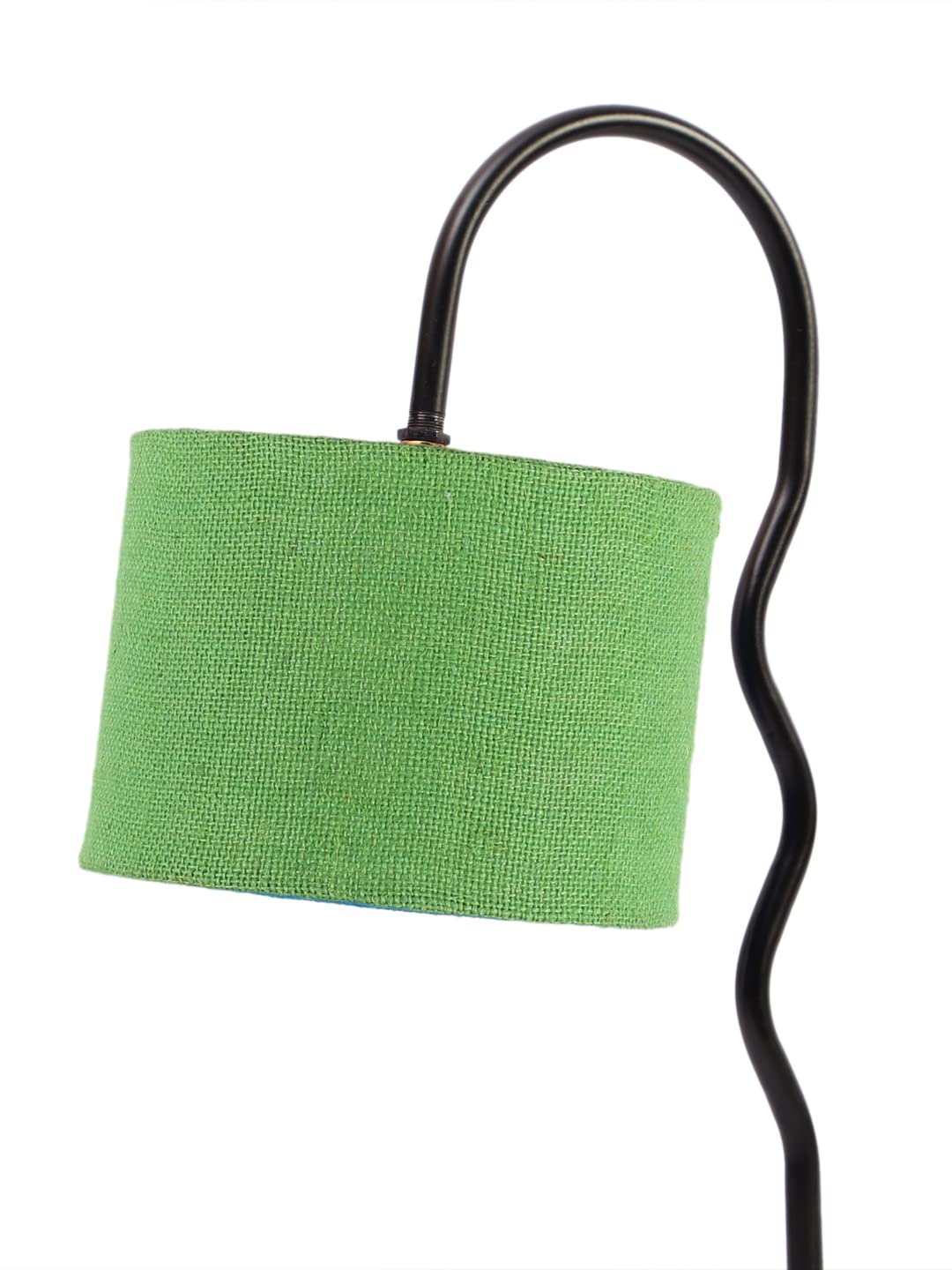 Jute Zig Zag Curvy Table Lamp with Iron Base for Home/Office/Gifting - (Size : 13x7x18.9Inches, Colour : Green) (SP38)