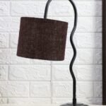 Jute Zig Zag Curvy Table Lamp with Iron Base for Home/Office/Gifting – (Size : 13x7x18.9, Colour : Brown) (SP39)