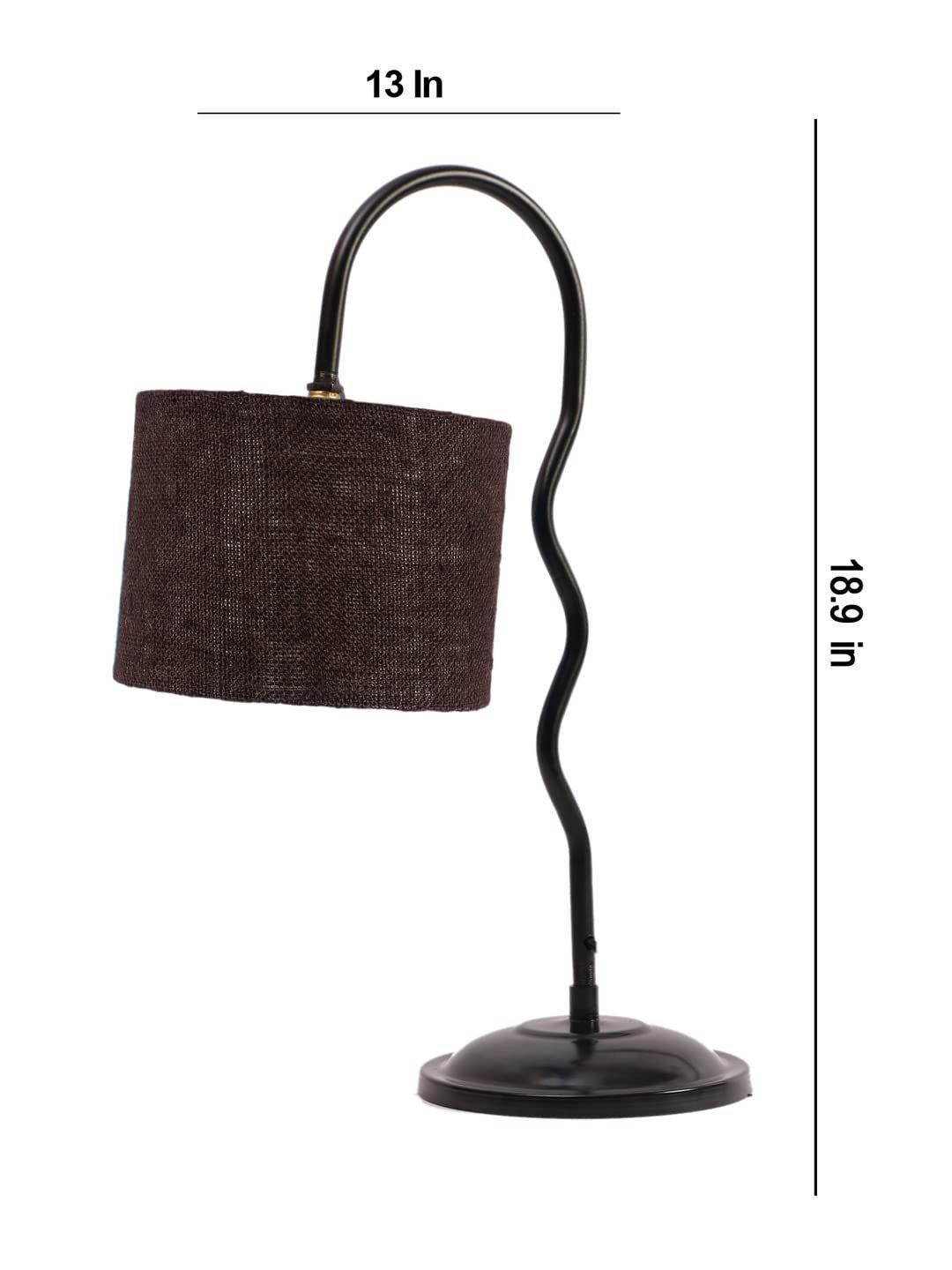 Jute Zig Zag Curvy Table Lamp with Iron Base for Home/Office/Gifting - (Size : 13x7x18.9, Colour : Brown) (SP39)