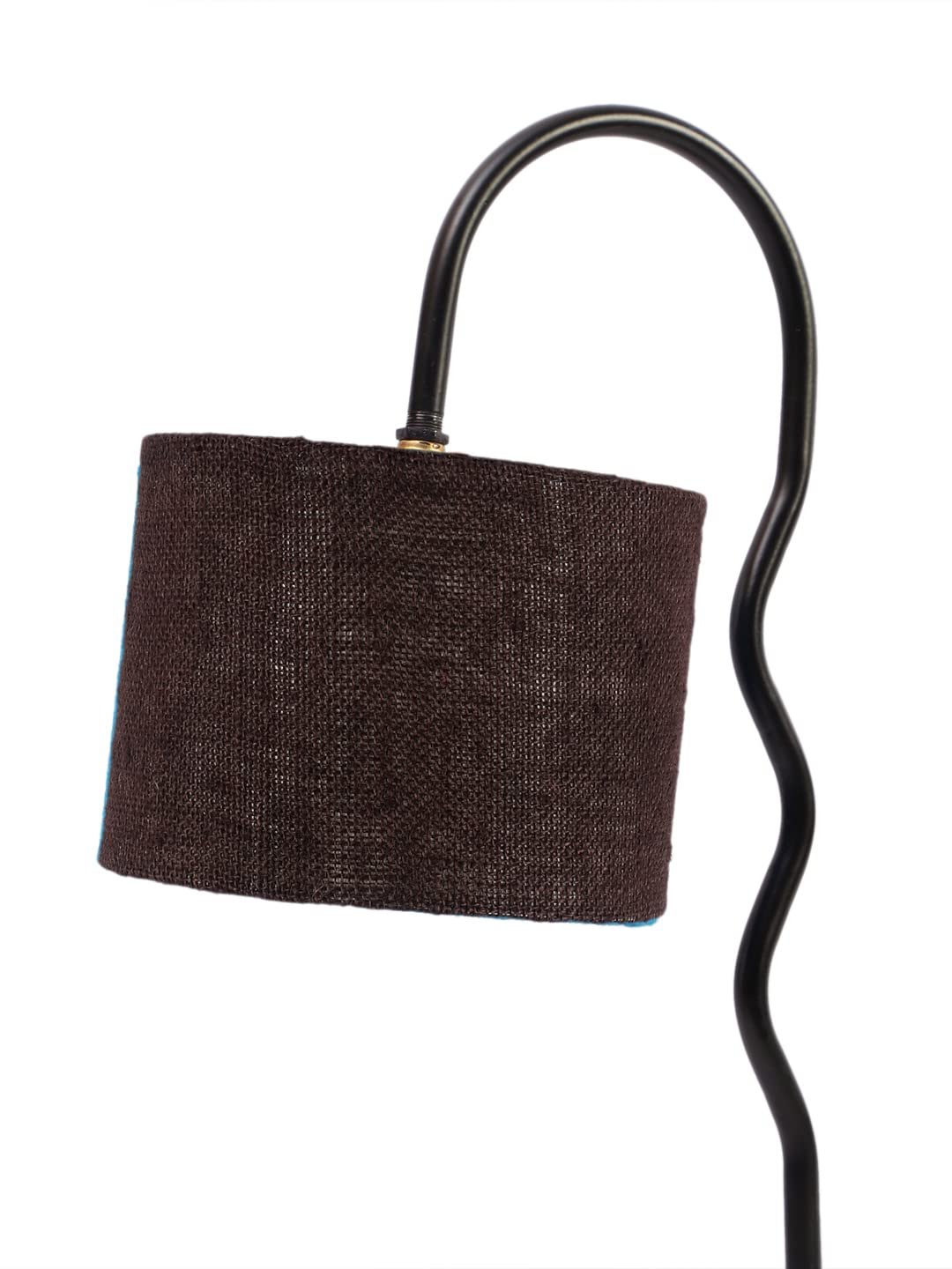 Jute Zig Zag Curvy Table Lamp with Iron Base for Home/Office/Gifting - (Size : 13x7x18.9, Colour : Brown) (SP39)