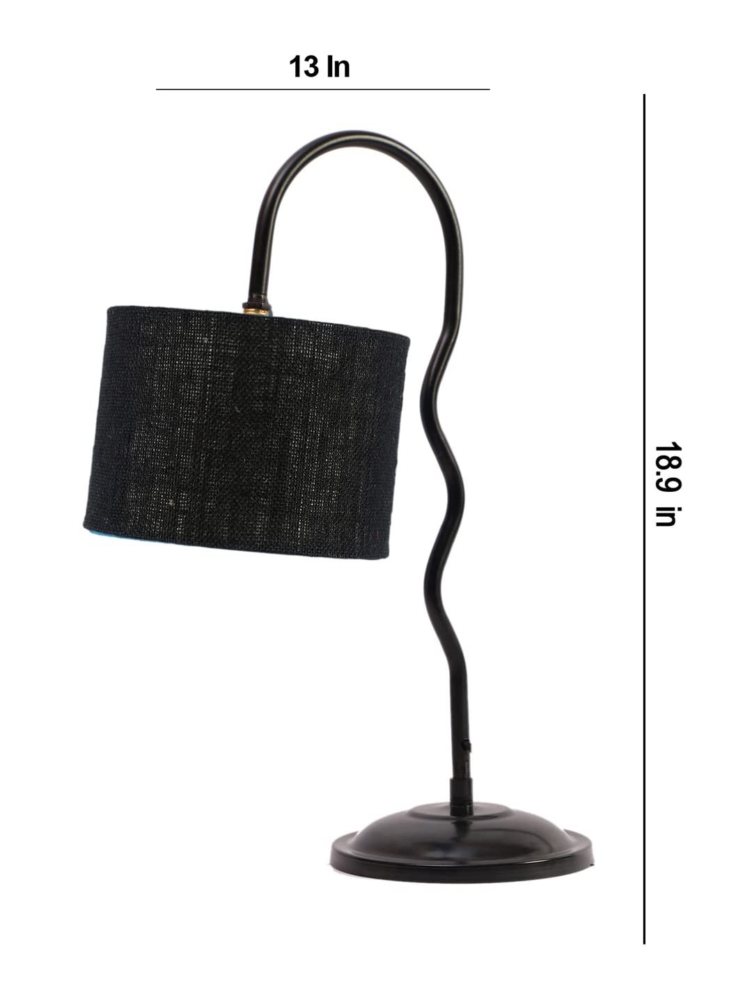 Jute Zig Zag Curvy Table Lamp with Iron Base for Home/Office/Gifting - (Size : 13x7x18.9Inches, Colour : Black) (SP40)