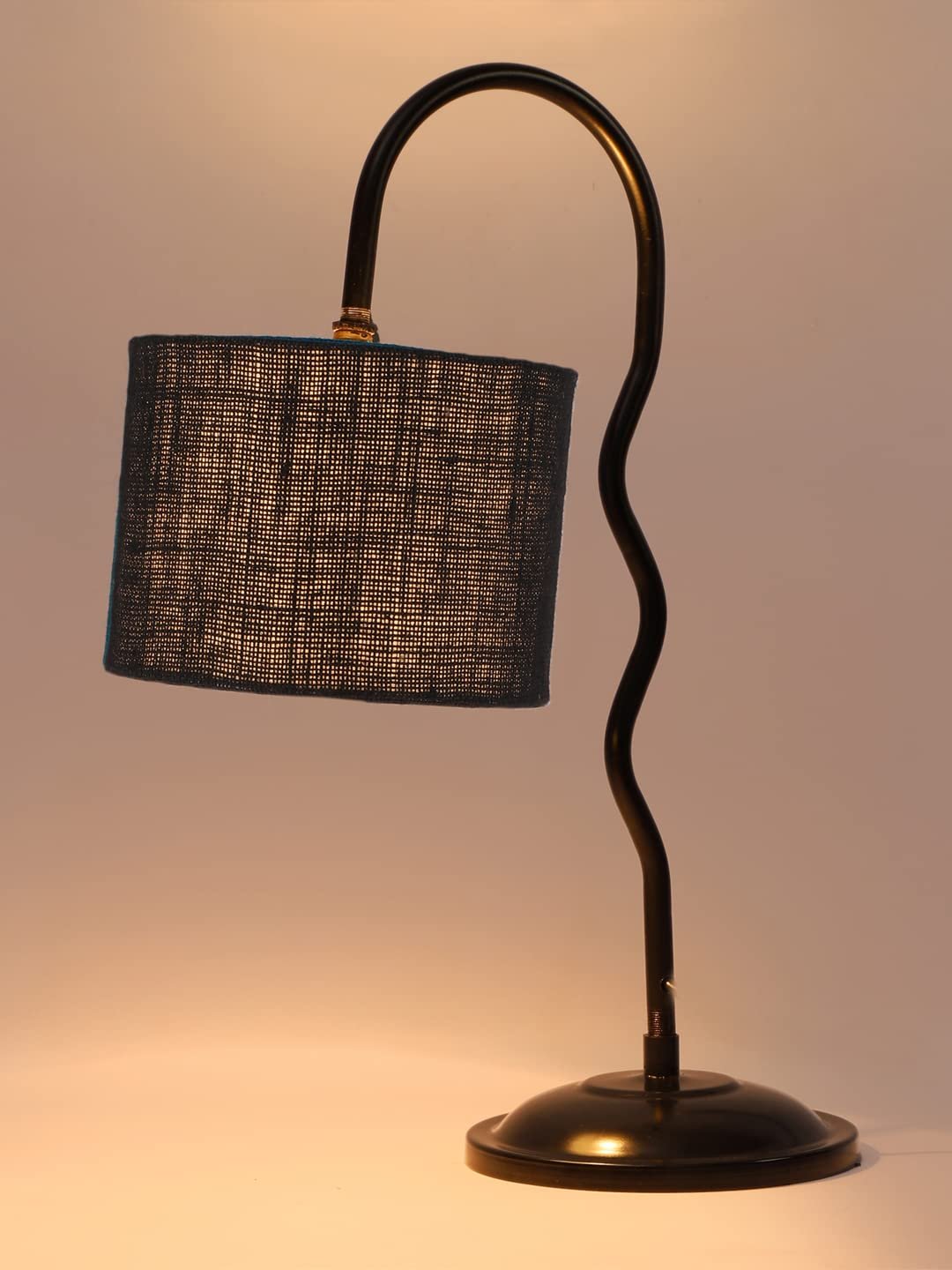 Jute Zig Zag Curvy Table Lamp with Iron Base for Home/Office/Gifting - (Size : 13x7x18.9Inches, Colour : Black) (SP40)