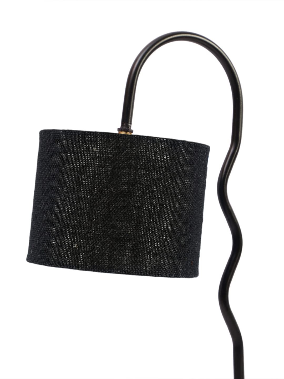 Jute Zig Zag Curvy Table Lamp with Iron Base for Home/Office/Gifting - (Size : 13x7x18.9Inches, Colour : Black) (SP40)