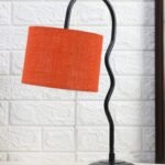 Jute Zig Zag Curvy Table Lamp with Iron Base for Home/Office/Gifting – (Size : 13x7x18.9Inches, Colour : Orange) (SP41)