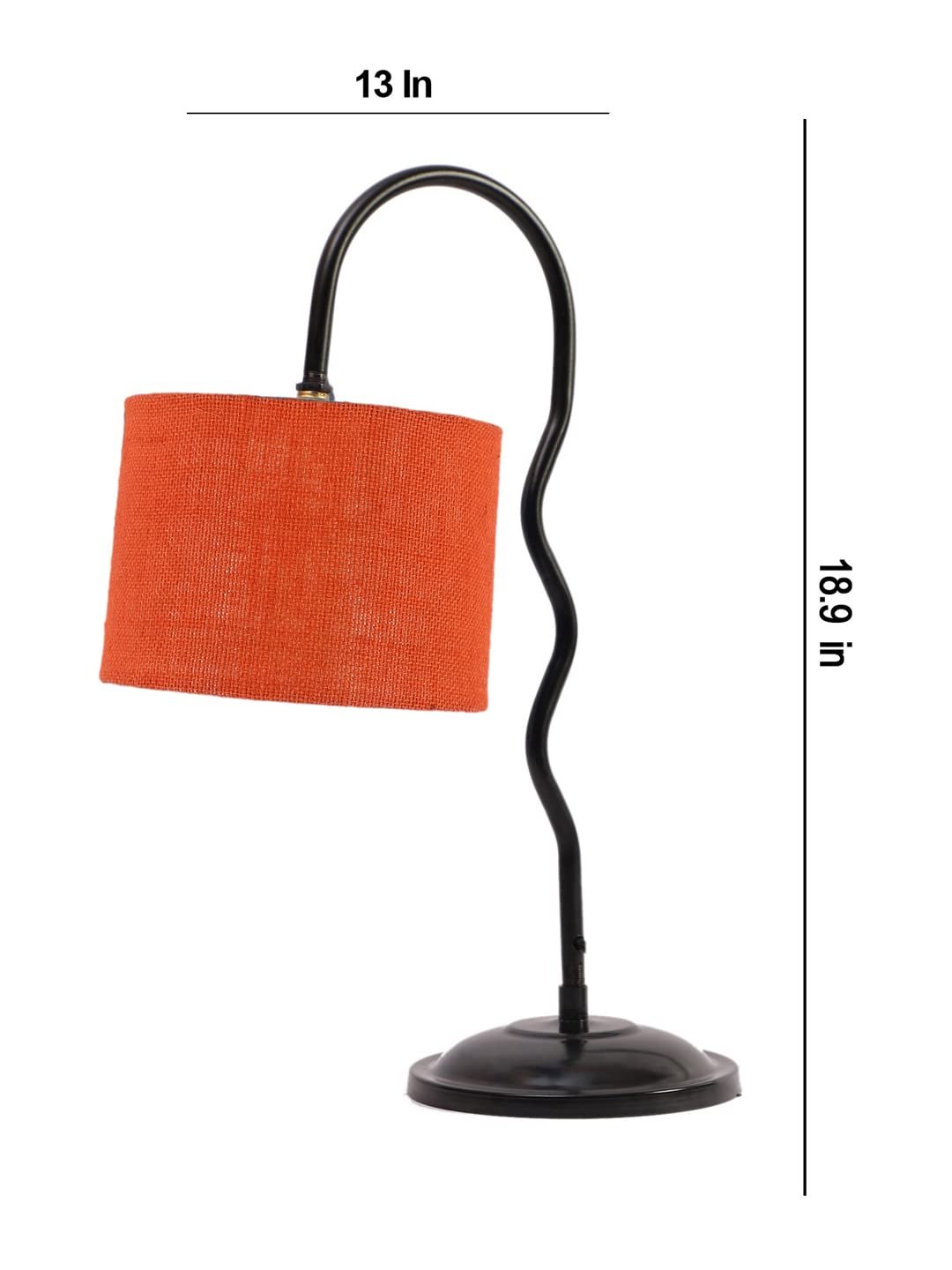 Jute Zig Zag Curvy Table Lamp with Iron Base for Home/Office/Gifting - (Size : 13x7x18.9Inches, Colour : Orange) (SP41)