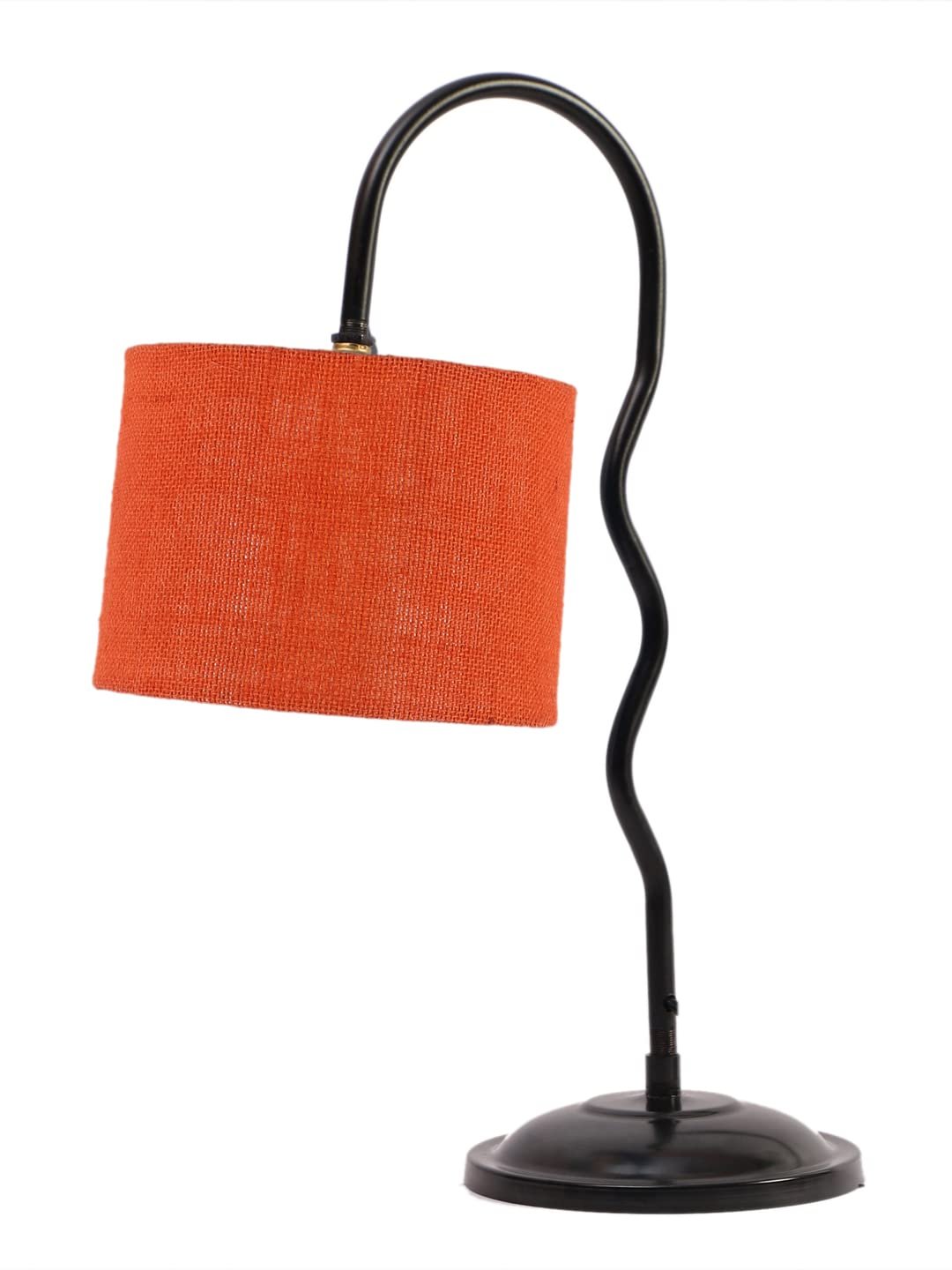 Jute Zig Zag Curvy Table Lamp with Iron Base for Home/Office/Gifting - (Size : 13x7x18.9Inches, Colour : Orange) (SP41)