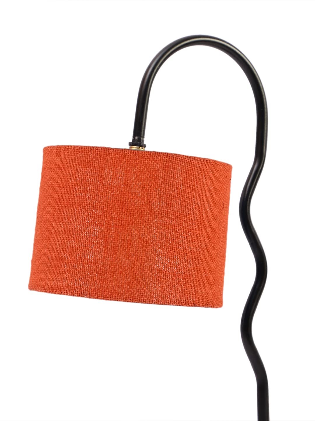 Jute Zig Zag Curvy Table Lamp with Iron Base for Home/Office/Gifting - (Size : 13x7x18.9Inches, Colour : Orange) (SP41)