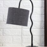 Jute Zig Zag Curvy Table lamp with Iron Base for Home/Office/Gifting – (Size : 13x7x18.9Inches, Colour : Grey) (SP42)