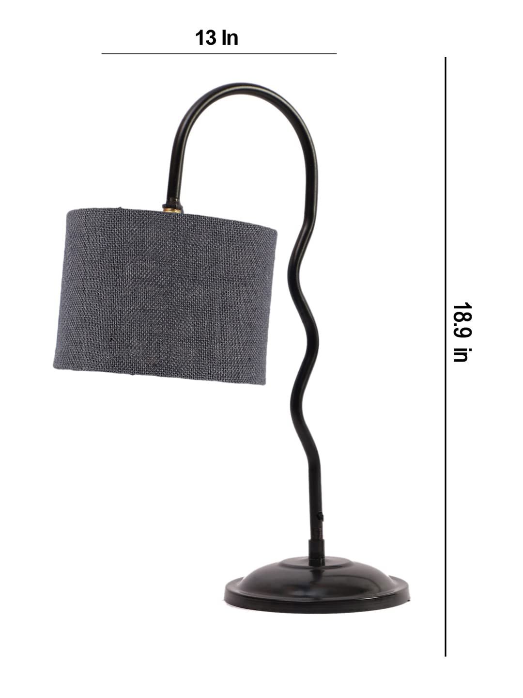 Jute Zig Zag Curvy Table lamp with Iron Base for Home/Office/Gifting - (Size : 13x7x18.9Inches, Colour : Grey) (SP42)