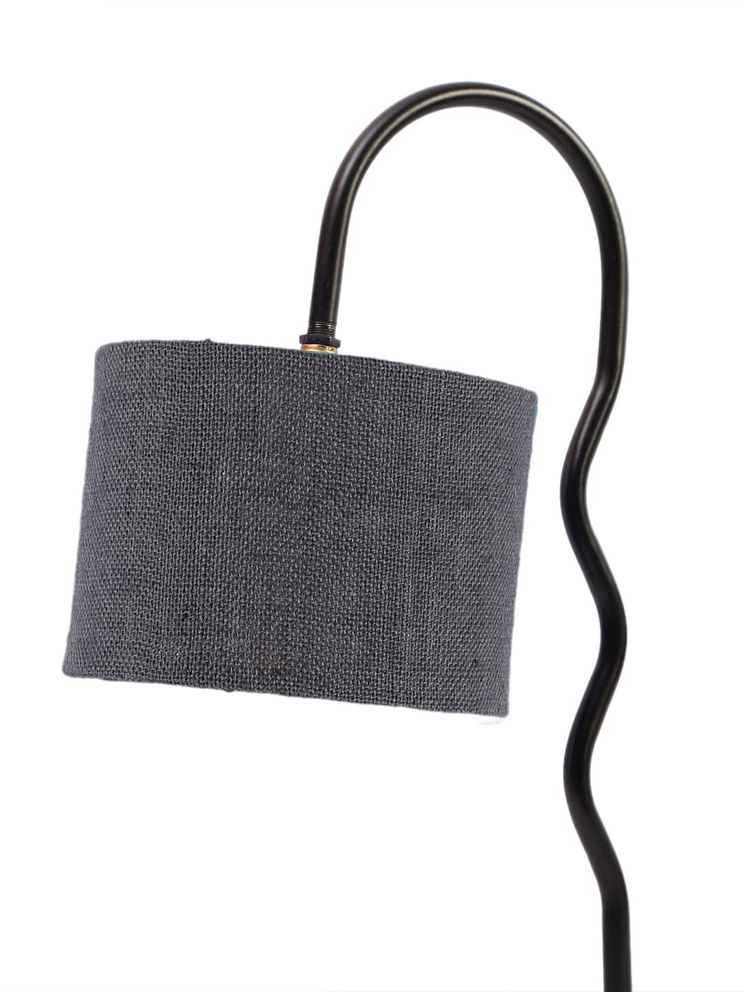 Jute Zig Zag Curvy Table lamp with Iron Base for Home/Office/Gifting - (Size : 13x7x18.9Inches, Colour : Grey) (SP42)
