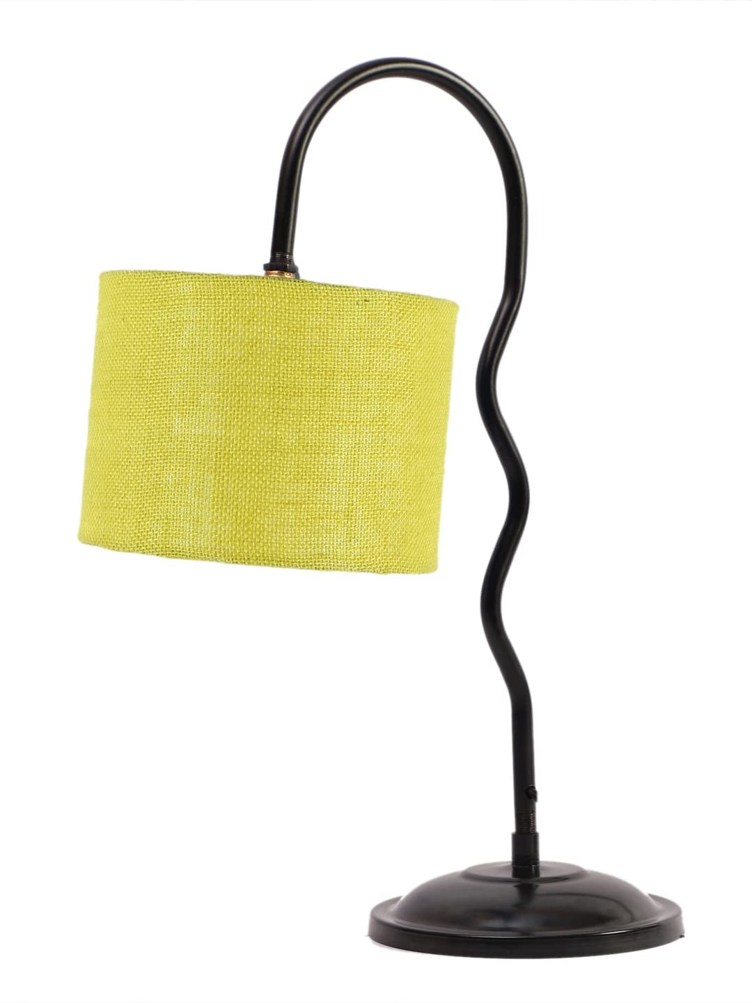 Jute Zig Zag Curvy Table Lamp with Iron Base (Size : 13x7x18.9Inches, Colour : Yellow) (SP43)