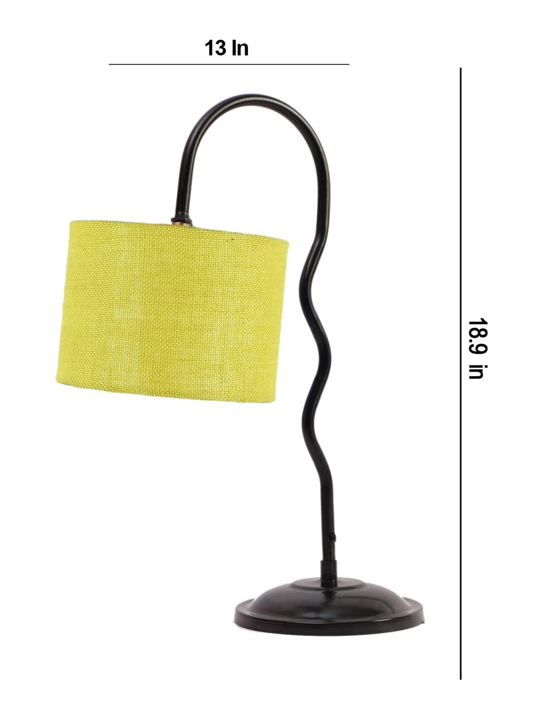 Jute Zig Zag Curvy Table Lamp with Iron Base (Size : 13x7x18.9Inches, Colour : Yellow) (SP43)