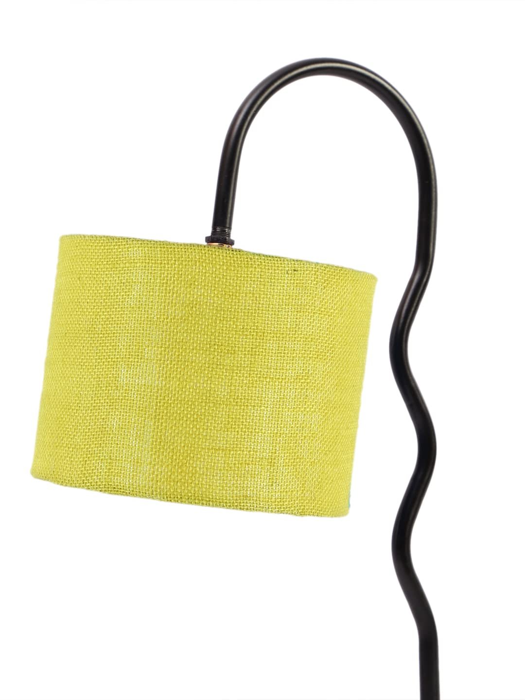 Jute Zig Zag Curvy Table Lamp with Iron Base (Size : 13x7x18.9Inches, Colour : Yellow) (SP43)