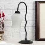 Milky Frosted Glass Zig Zag Curvy Table lamp with Iron Base for Home/Office/Gifting – (Size : 11×4.25×18.9Inches) (SP46)