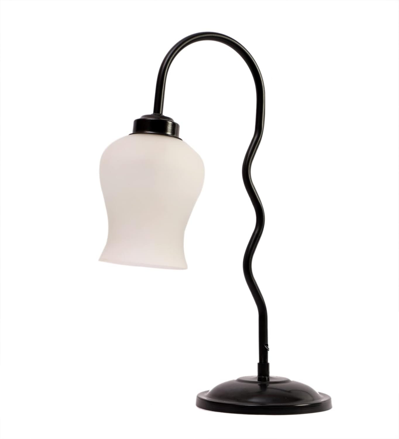 Milky Frosted Glass Zig Zag Curvy Table lamp with Iron Base for Home/Office/Gifting - (Size : 11x4.25x18.9Inches) (SP46)